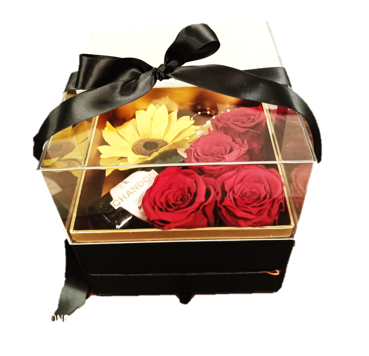 Caja de lujo con 24 rosas rojas