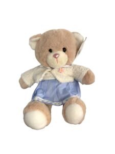 #266 OSITO CON VESTIDO CELESTE Y BLANCO