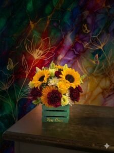 #335 Canasta Verde Primavera – Mix Floral Premium