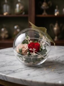 # 351 Esfera Jardín Eterno: Dúo de Rosas Preservadas