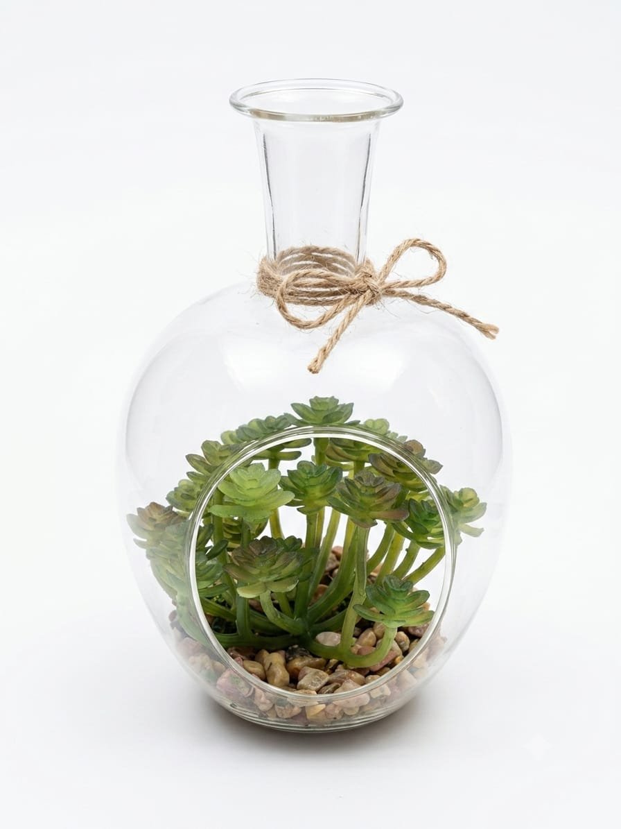 #359 Terrario de Vidrio con Suculentas "Naturaleza Viva" - Imagen 2
