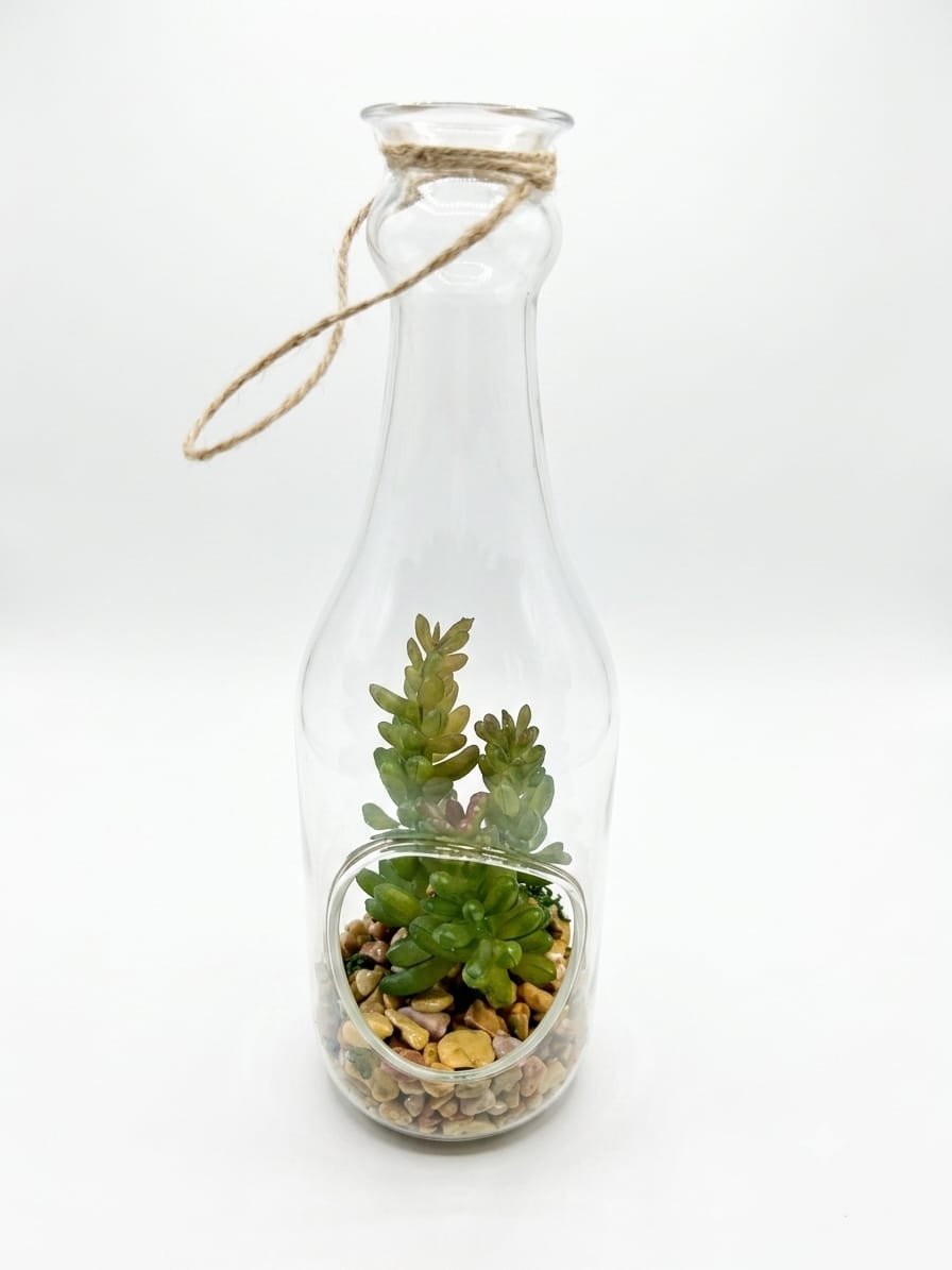 #359 Terrario de Vidrio con Suculentas "Naturaleza Viva" - Imagen 3